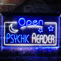 ADVPRO Psychic Reader Open Moon Star Room Decor Dual Color LED Neon Sign st6-i3204 - White & Blue