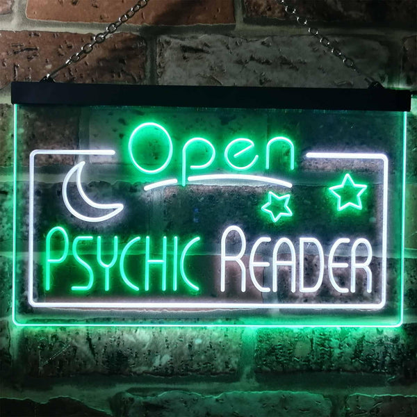 ADVPRO Psychic Reader Open Moon Star Room Decor Dual Color LED Neon Sign st6-i3204 - White & Green