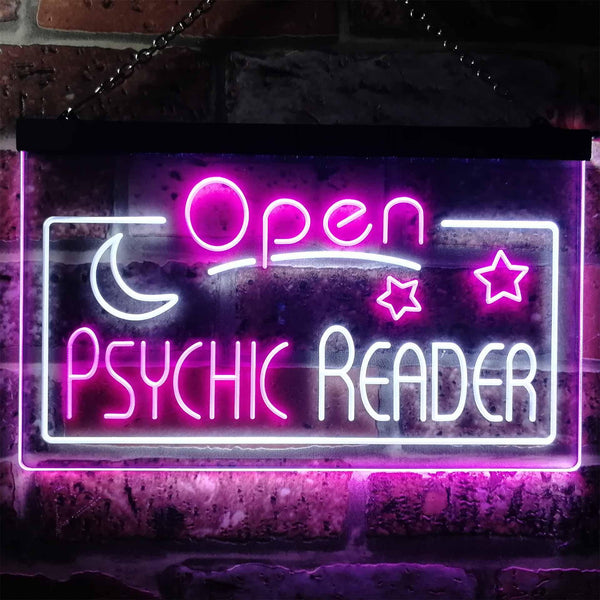 ADVPRO Psychic Reader Open Moon Star Room Decor Dual Color LED Neon Sign st6-i3204 - White & Purple
