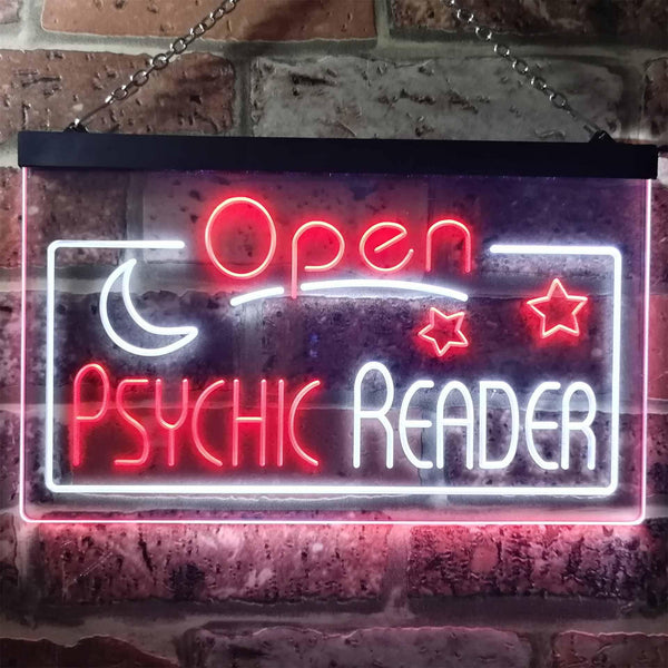 ADVPRO Psychic Reader Open Moon Star Room Decor Dual Color LED Neon Sign st6-i3204 - White & Red