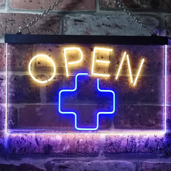 ADVPRO Open Medical Cross Shop Display Decor Dual Color LED Neon Sign st6-i3209 - Blue & Yellow