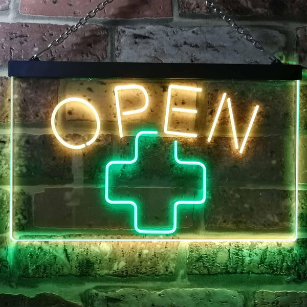 ADVPRO Open Medical Cross Shop Display Decor Dual Color LED Neon Sign st6-i3209 - Green & Yellow