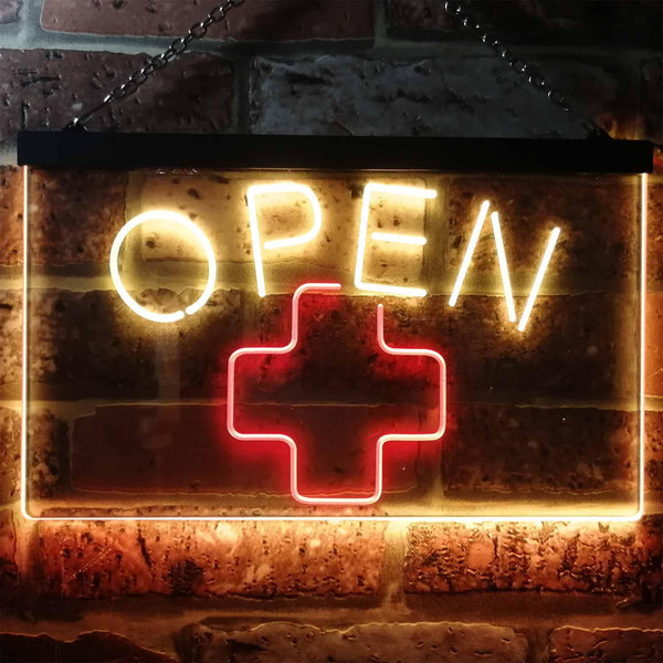 ADVPRO Open Medical Cross Shop Display Decor Dual Color LED Neon Sign st6-i3209 - Red & Yellow