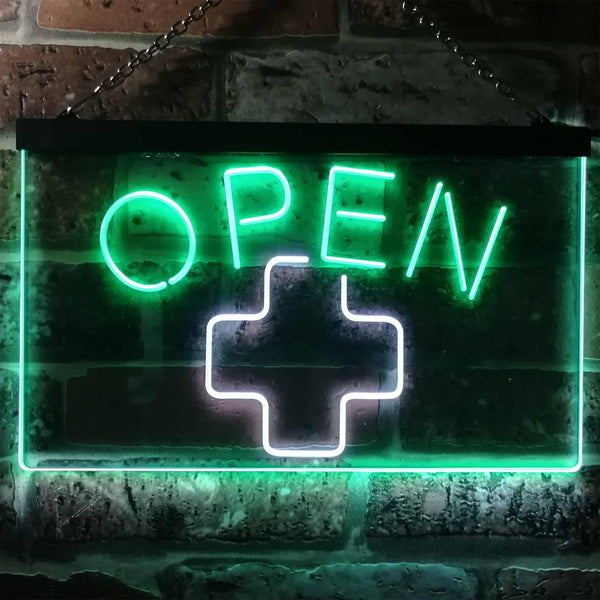 ADVPRO Open Medical Cross Shop Display Decor Dual Color LED Neon Sign st6-i3209 - White & Green