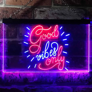 ADVPRO Good Vibes Only Man Cave Bar Room Decor Dual Color LED Neon Sign st6-i3212 - Blue & Red