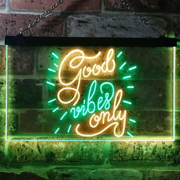 ADVPRO Good Vibes Only Man Cave Bar Room Decor Dual Color LED Neon Sign st6-i3212 - Green & Yellow