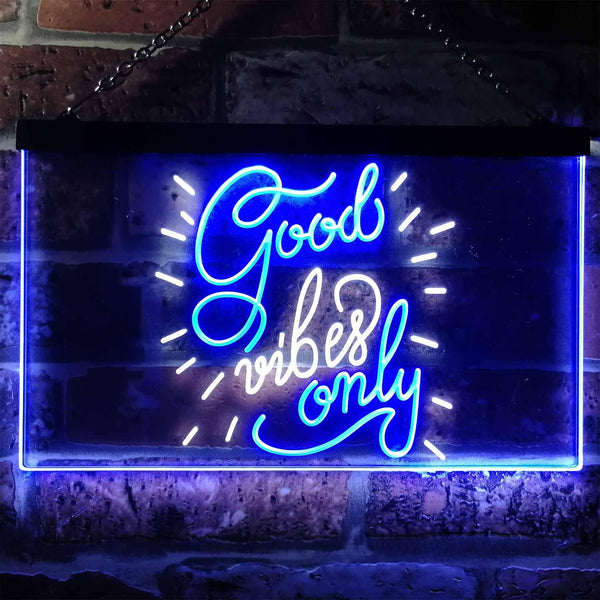 ADVPRO Good Vibes Only Man Cave Bar Room Decor Dual Color LED Neon Sign st6-i3212 - White & Blue