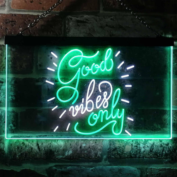 ADVPRO Good Vibes Only Man Cave Bar Room Decor Dual Color LED Neon Sign st6-i3212 - White & Green