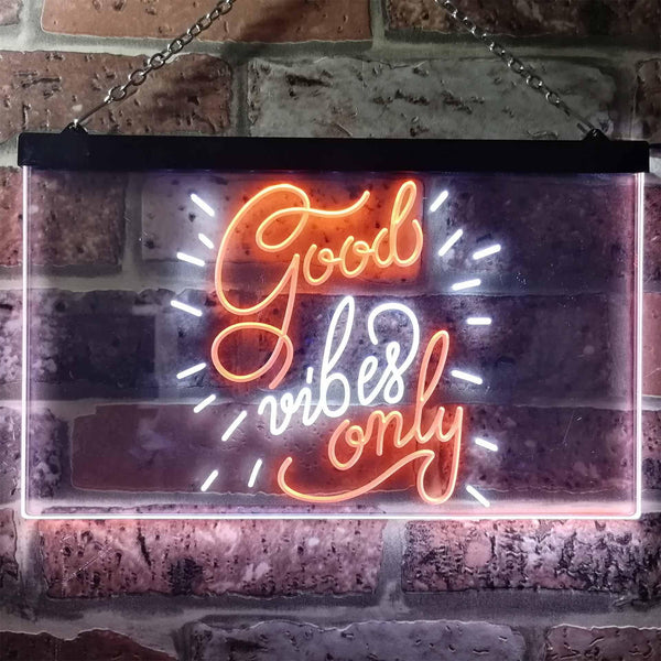 ADVPRO Good Vibes Only Man Cave Bar Room Decor Dual Color LED Neon Sign st6-i3212 - White & Orange