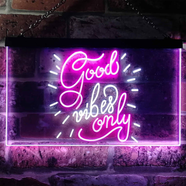 ADVPRO Good Vibes Only Man Cave Bar Room Decor Dual Color LED Neon Sign st6-i3212 - White & Purple