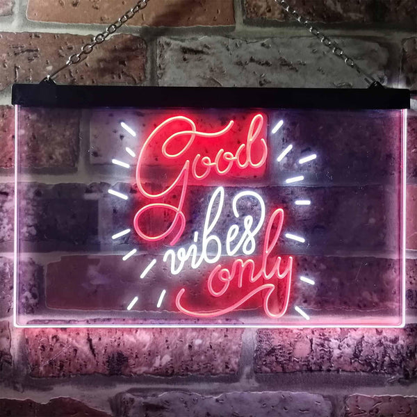 ADVPRO Good Vibes Only Man Cave Bar Room Decor Dual Color LED Neon Sign st6-i3212 - White & Red