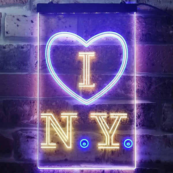 ADVPRO I Love New York Room Decoration  Dual Color LED Neon Sign st6-i3214 - Blue & Yellow