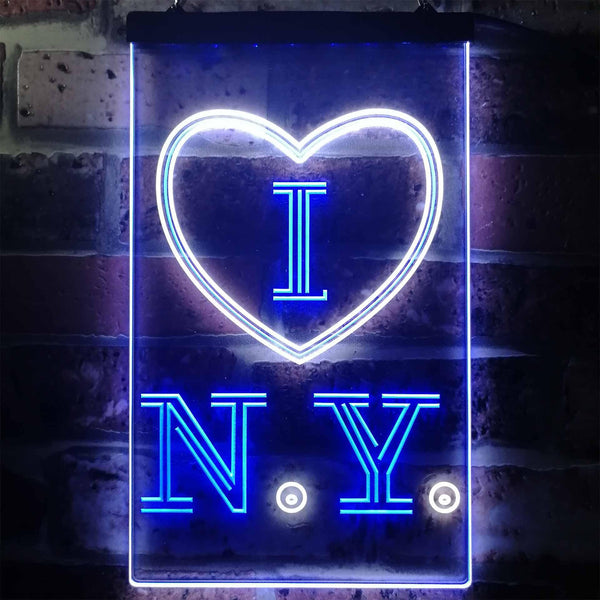 ADVPRO I Love New York Room Decoration  Dual Color LED Neon Sign st6-i3214 - White & Blue