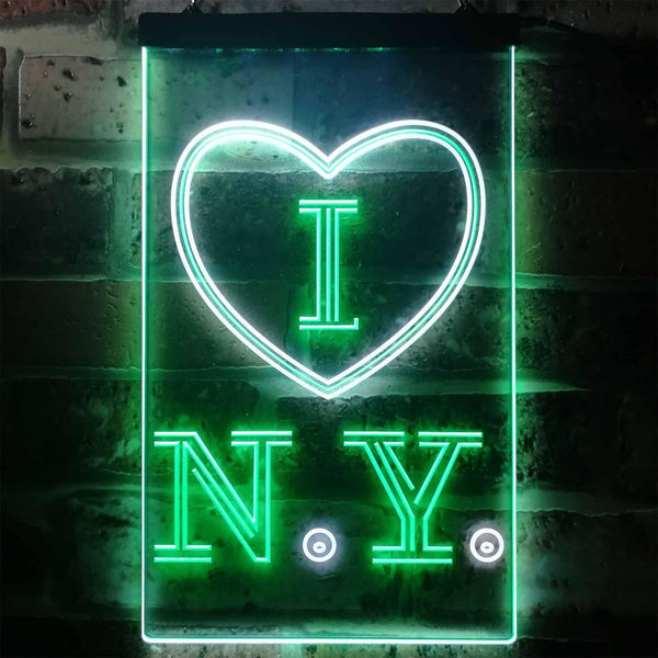 ADVPRO I Love New York Room Decoration  Dual Color LED Neon Sign st6-i3214 - White & Green