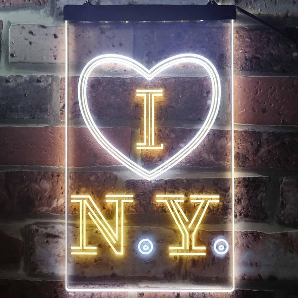 ADVPRO I Love New York Room Decoration  Dual Color LED Neon Sign st6-i3214 - White & Yellow