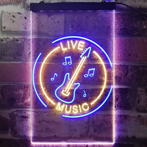 ADVPRO Guitar Live Music Acoustic Room  Dual Color LED Neon Sign st6-i3215 - Blue & Yellow