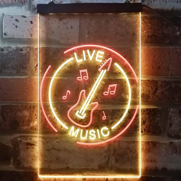 ADVPRO Guitar Live Music Acoustic Room  Dual Color LED Neon Sign st6-i3215 - Red & Yellow