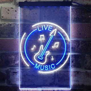 ADVPRO Guitar Live Music Acoustic Room  Dual Color LED Neon Sign st6-i3215 - White & Blue