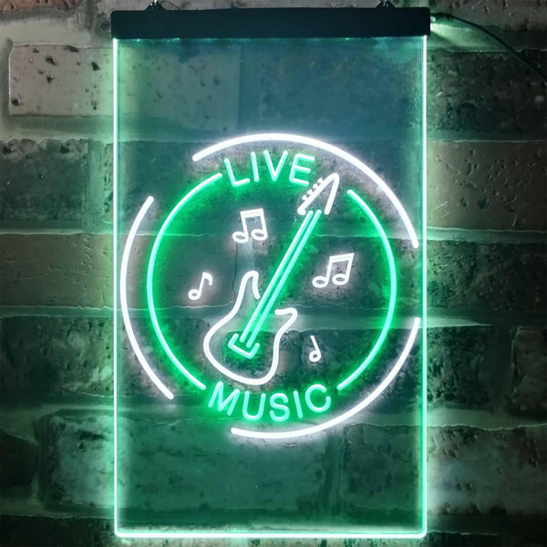 ADVPRO Guitar Live Music Acoustic Room  Dual Color LED Neon Sign st6-i3215 - White & Green