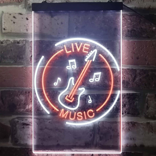 ADVPRO Guitar Live Music Acoustic Room  Dual Color LED Neon Sign st6-i3215 - White & Orange