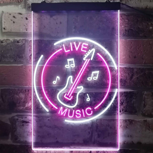 ADVPRO Guitar Live Music Acoustic Room  Dual Color LED Neon Sign st6-i3215 - White & Purple