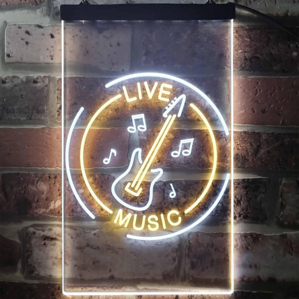 ADVPRO Guitar Live Music Acoustic Room  Dual Color LED Neon Sign st6-i3215 - White & Yellow