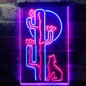 ADVPRO Cactus Wolf with Moon Room Light  Dual Color LED Neon Sign st6-i3217 - Blue & Red