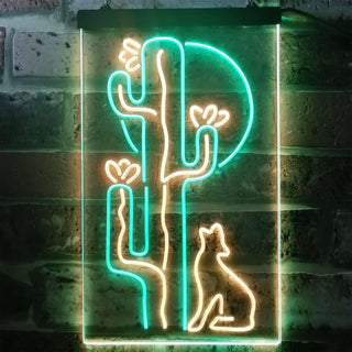 ADVPRO Cactus Wolf with Moon Room Light  Dual Color LED Neon Sign st6-i3217 - Green & Yellow