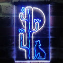 ADVPRO Cactus Wolf with Moon Room Light  Dual Color LED Neon Sign st6-i3217 - White & Blue