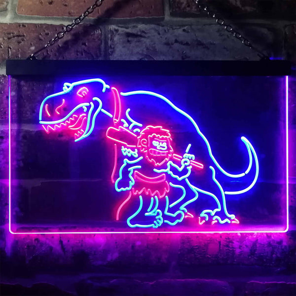 ADVPRO Caveman Dinosaur Room Decor Dual Color LED Neon Sign st6-i3220 - Blue & Red