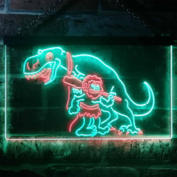 ADVPRO Caveman Dinosaur Room Decor Dual Color LED Neon Sign st6-i3220 - Green & Red