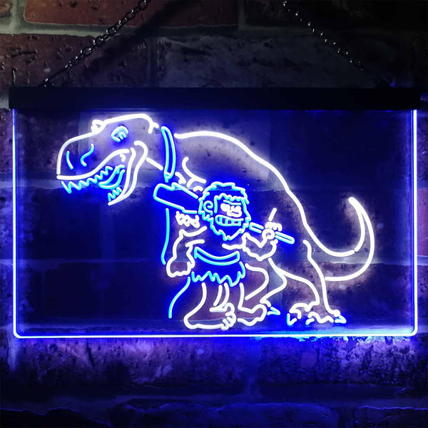 ADVPRO Caveman Dinosaur Room Decor Dual Color LED Neon Sign st6-i3220 - White & Blue