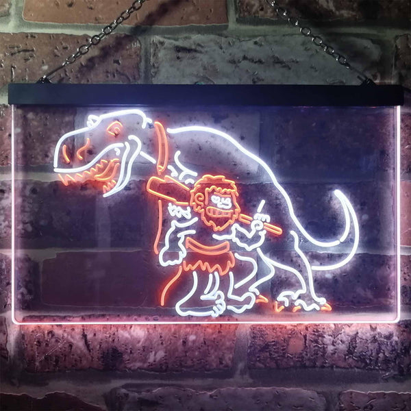 ADVPRO Caveman Dinosaur Room Decor Dual Color LED Neon Sign st6-i3220 - White & Orange
