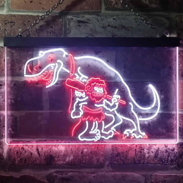 ADVPRO Caveman Dinosaur Room Decor Dual Color LED Neon Sign st6-i3220 - White & Red