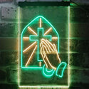 ADVPRO Crosses with Praying Hands Room Display  Dual Color LED Neon Sign st6-i3224 - Green & Yellow