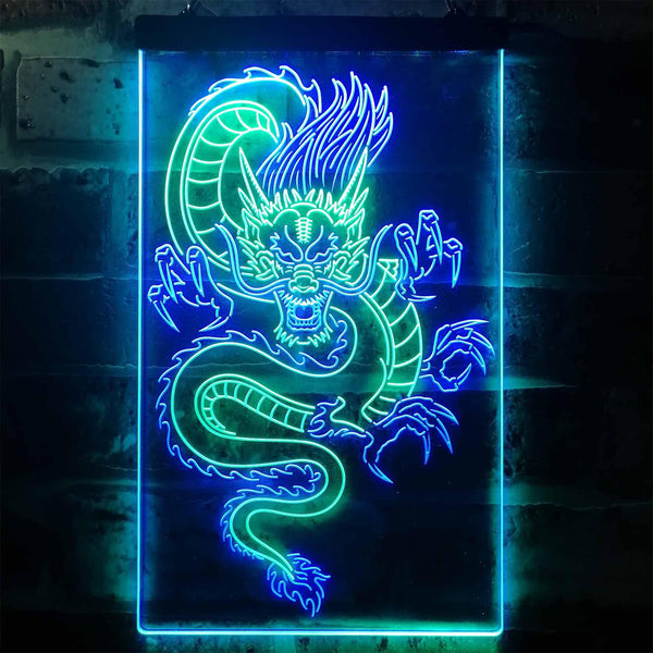 ADVPRO Chinese Dragon Room Display  Dual Color LED Neon Sign st6-i3225 - Green & Blue