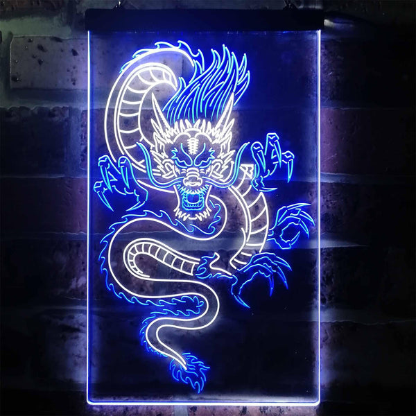 ADVPRO Chinese Dragon Room Display  Dual Color LED Neon Sign st6-i3225 - White & Blue