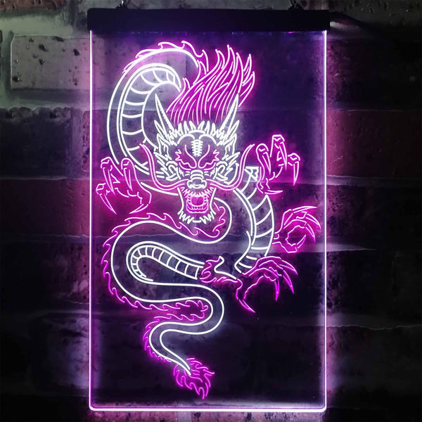 ADVPRO Chinese Dragon Room Display  Dual Color LED Neon Sign st6-i3225 - White & Purple