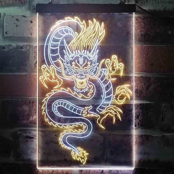 ADVPRO Chinese Dragon Room Display  Dual Color LED Neon Sign st6-i3225 - White & Yellow