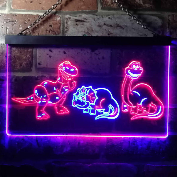 ADVPRO Dinosaur Tyrannosaurus Velociraptor Triceratops Dual Color LED Neon Sign st6-i3226 - Blue & Red