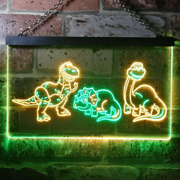 ADVPRO Dinosaur Tyrannosaurus Velociraptor Triceratops Dual Color LED Neon Sign st6-i3226 - Green & Yellow