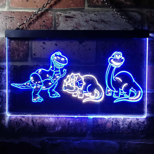 ADVPRO Dinosaur Tyrannosaurus Velociraptor Triceratops Dual Color LED Neon Sign st6-i3226 - White & Blue