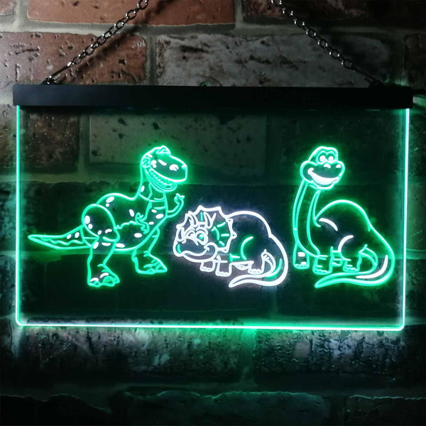 ADVPRO Dinosaur Tyrannosaurus Velociraptor Triceratops Dual Color LED Neon Sign st6-i3226 - White & Green