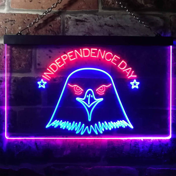 ADVPRO US Eagle Independence Day Dual Color LED Neon Sign st6-i3227 - Blue & Red