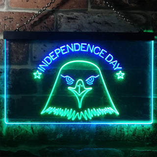 ADVPRO US Eagle Independence Day Dual Color LED Neon Sign st6-i3227 - Green & Blue