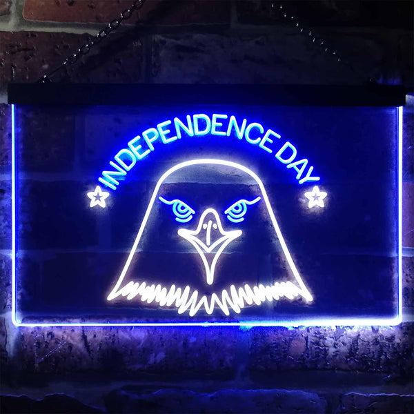 ADVPRO US Eagle Independence Day Dual Color LED Neon Sign st6-i3227 - White & Blue