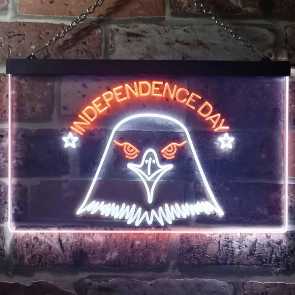 ADVPRO US Eagle Independence Day Dual Color LED Neon Sign st6-i3227 - White & Orange