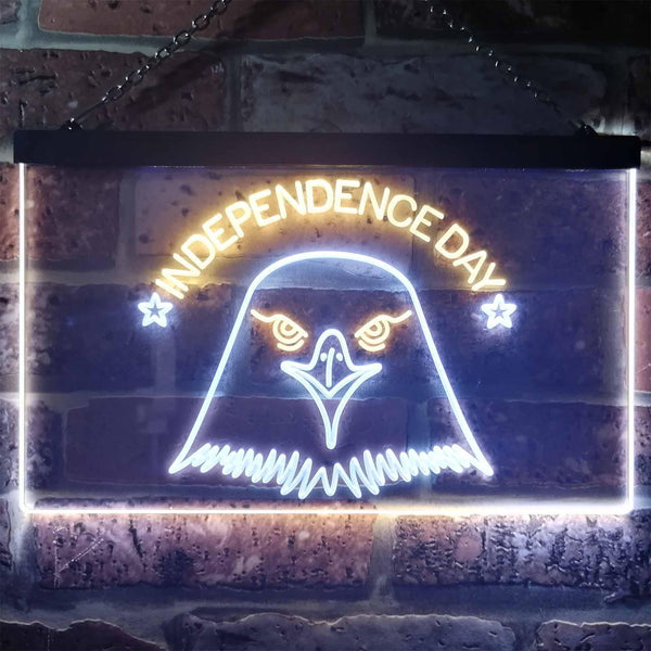 ADVPRO US Eagle Independence Day Dual Color LED Neon Sign st6-i3227 - White & Yellow