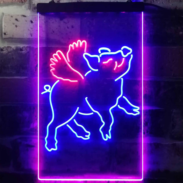 ADVPRO Flying Pig Kid Room Display  Dual Color LED Neon Sign st6-i3230 - Blue & Red