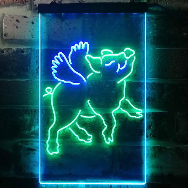 ADVPRO Flying Pig Kid Room Display  Dual Color LED Neon Sign st6-i3230 - Green & Blue